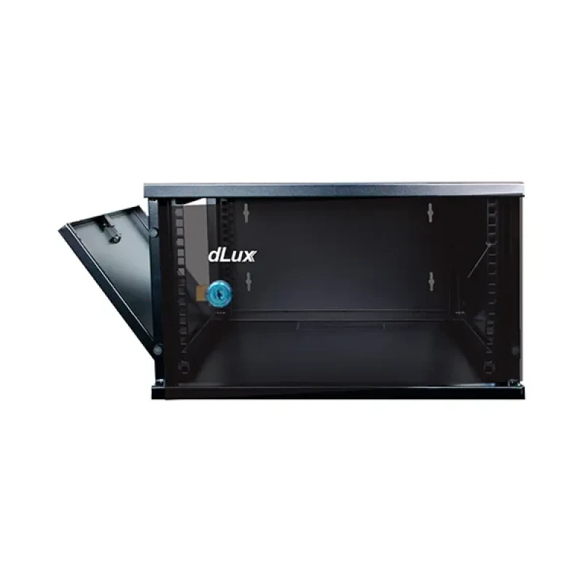 DLUX GAV-6U-45CM Gabinete 6u metálico de pared 54x45x31.5cm con cerradura y puerta de vidrio