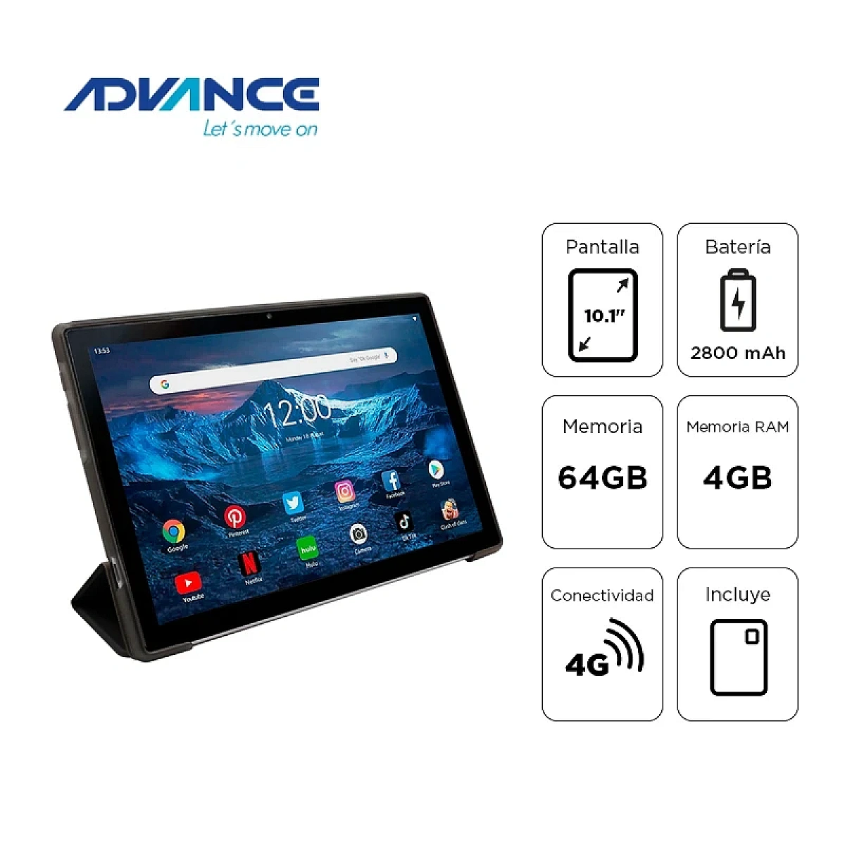 Tablet Advance SmartPad SP5706, 10.1" WXGA IPS, T310 2.00GHz, 4GB RAM, 64GB, Android 13