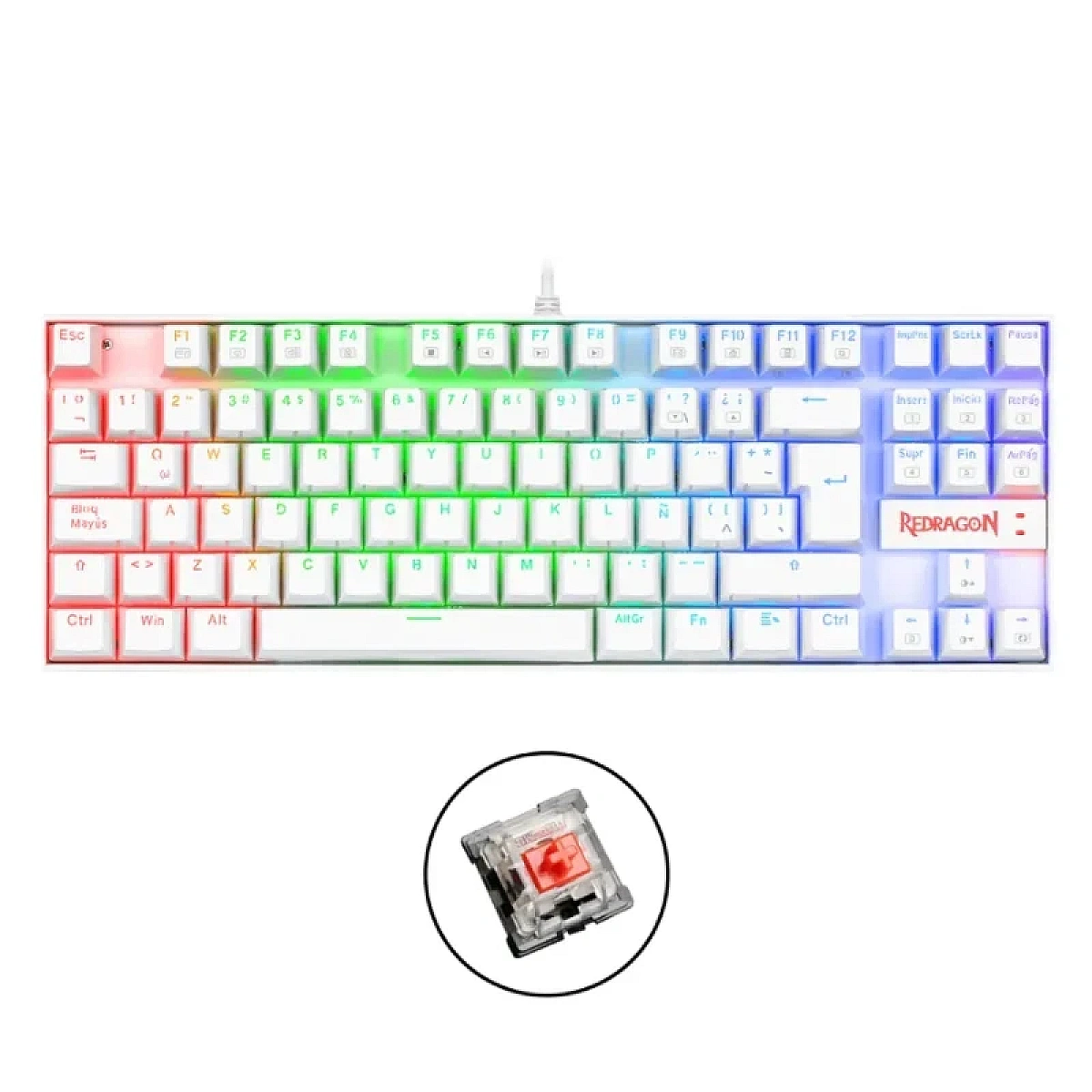 K552W-RGB Teclado Redragon KUMARA WHITE Red Switch, Español