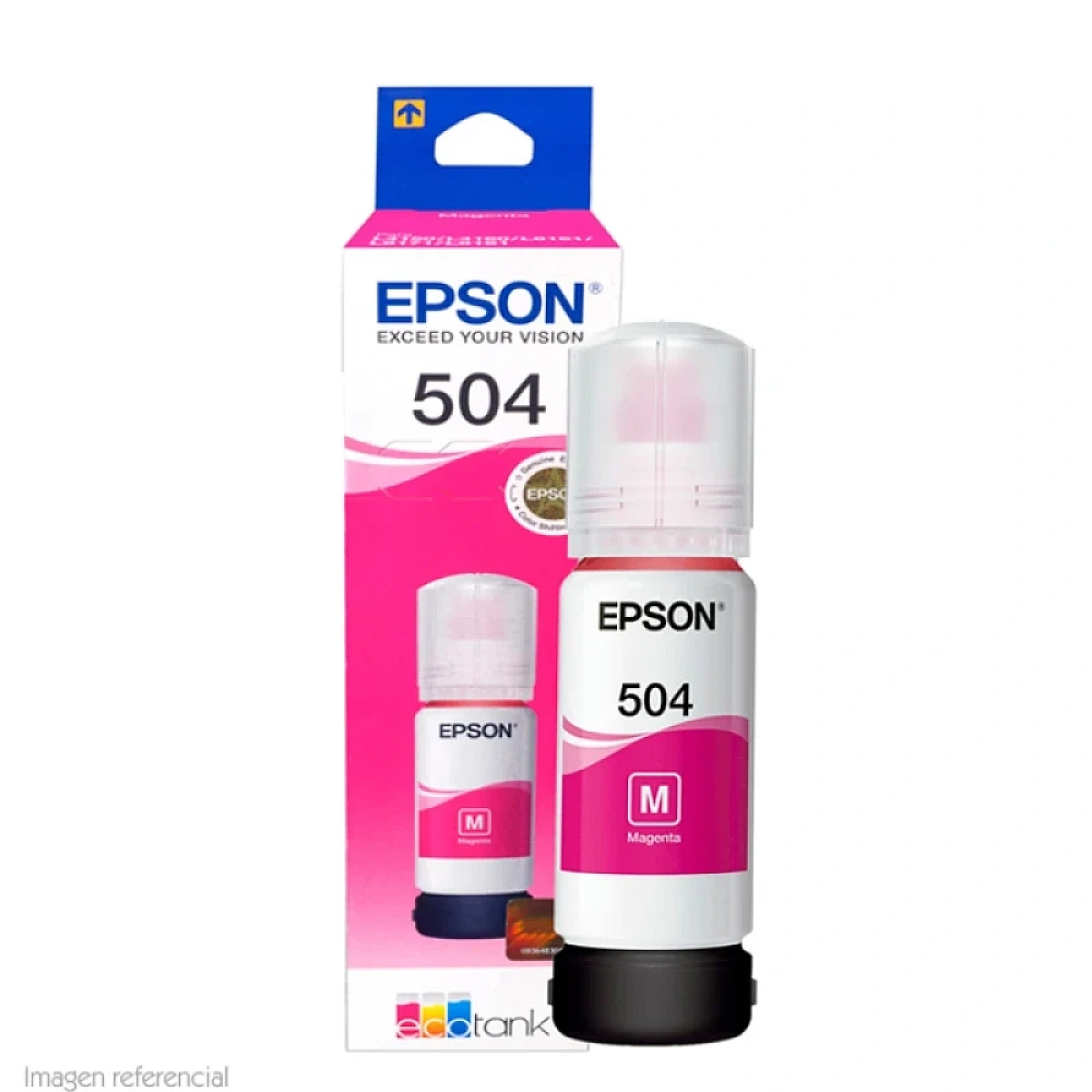 Botella de tinta EPSON T504320-AL, color Magenta, contenido 70ml.