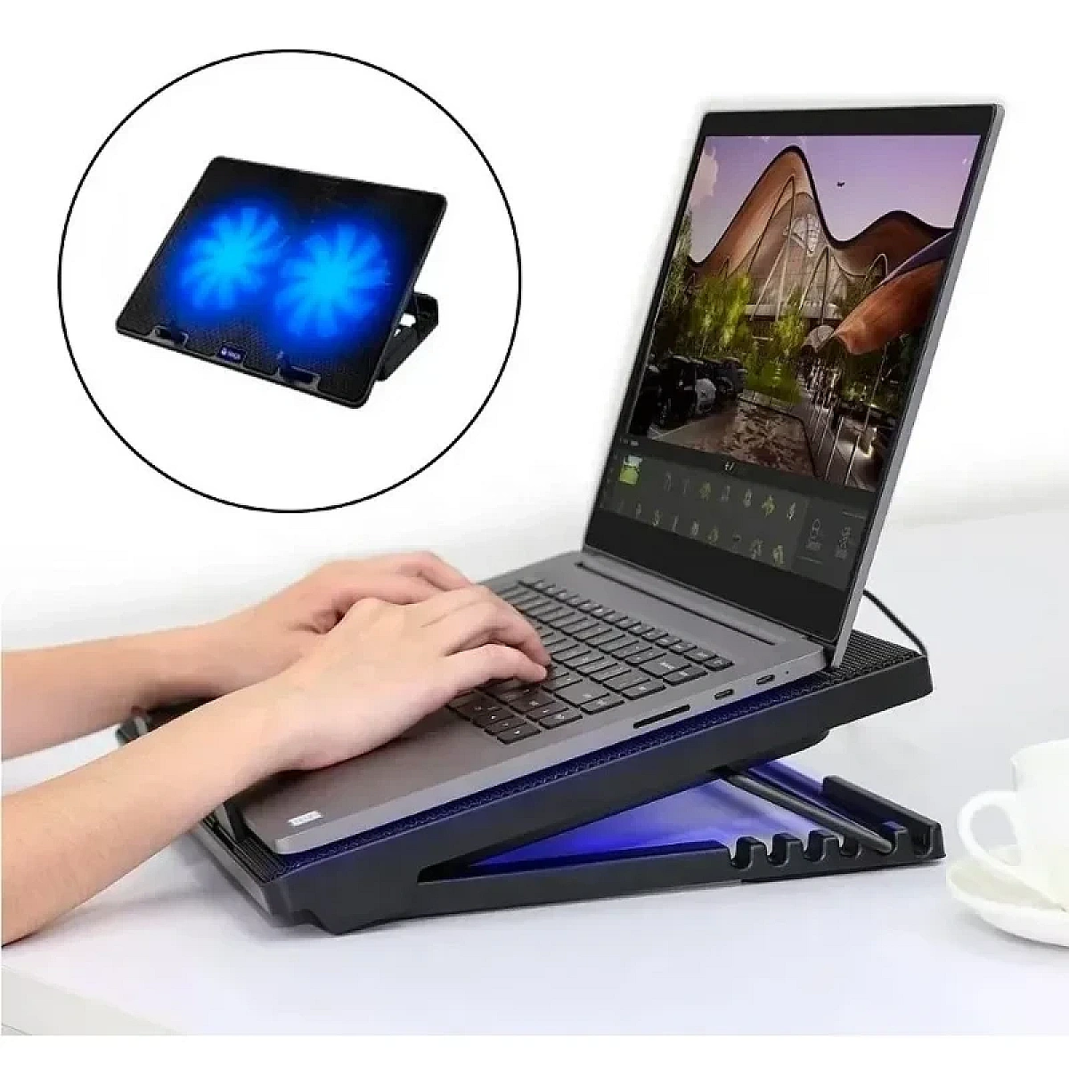 Cooler Para Laptop Teros Hasta 15.6 Color Negro - TEROS